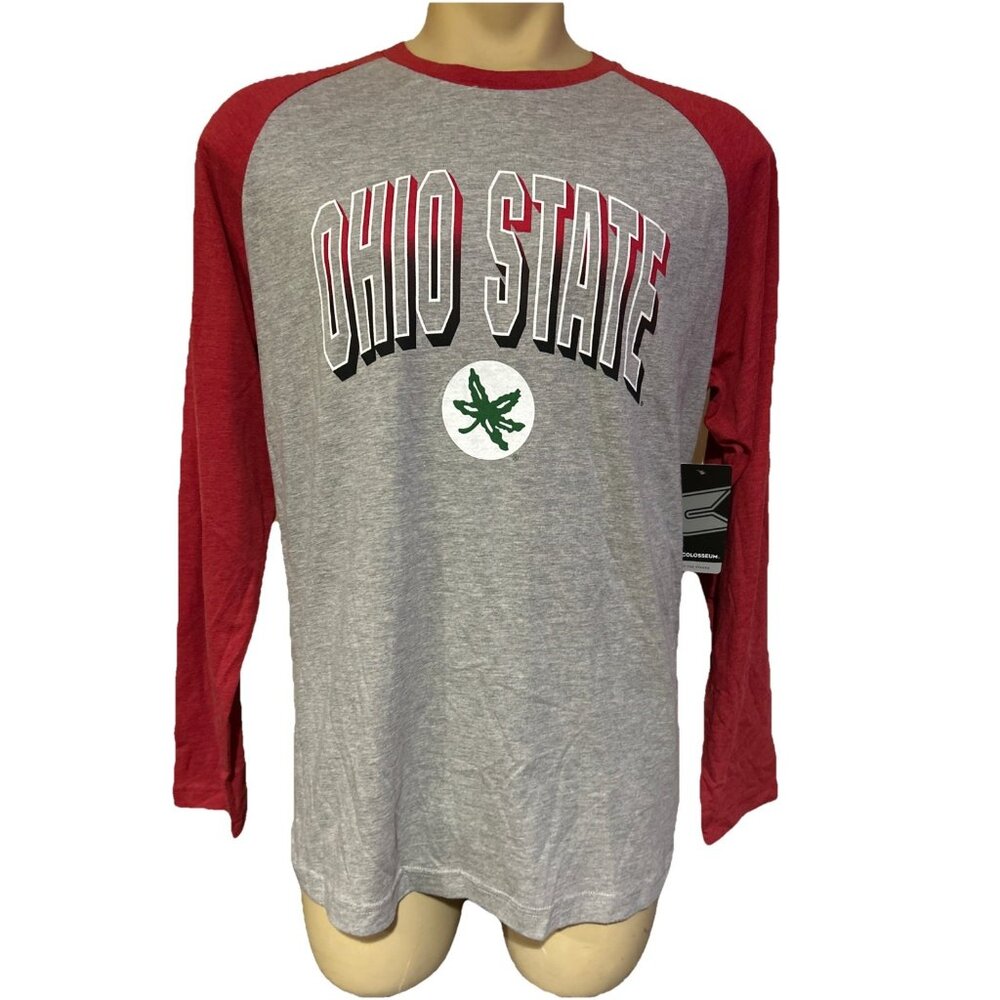 New Ohio State OSU Buckeyes Colosseum Buckeye Nation Gray Red Shirt Men's Large